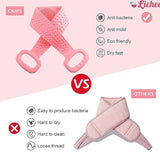 Silicone Body Back Scrubber, Double Side Bathing Brush for Skin Deep Cleaning Massage, Dead Skin Removal Exfoliating Belt for Shower, Body Brush for Bathing