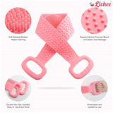 Silicone Body Back Scrubber, Double Side Bathing Brush for Skin Deep Cleaning Massage, Dead Skin Removal Exfoliating Belt for Shower, Body Brush for Bathing