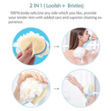 Times 2-in-1 Bath Brush - Soft Loofah & Bristles, Back Scrubber with Curved Long Handle for Women & Men, Deep Cleansing & Gentle Exfoliation