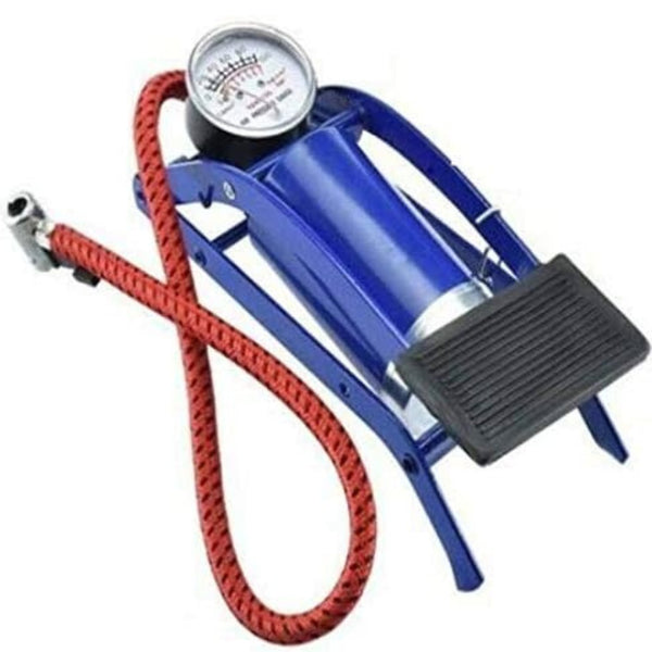 Car Bicycle Bike Single Cylinder Barrel Tyre Inflator Foot Pump w/Pressure Gauge Single Cylinder Barrel Tyre Foot Pump