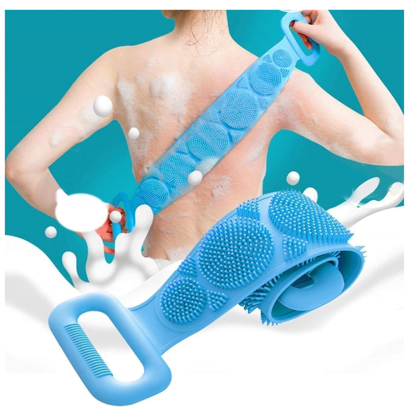 Silicone Body Back Scrubber, Double Side Bathing Brush for Skin Deep Cleaning Massage, Dead Skin Removal Exfoliating Belt for Shower, Body Brush for Bathing