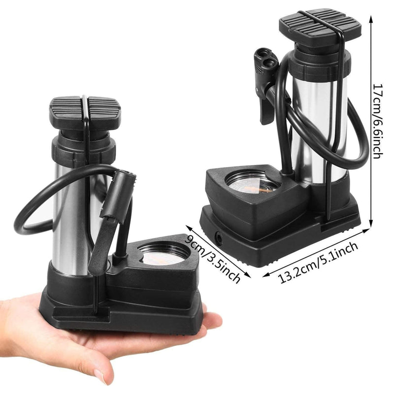 Bicycle Pump, Mini Portable Bicycle/Bike Foot Pump with Pressure Gauge,Bike Tire Air Pump with Gas Ball Needle for All