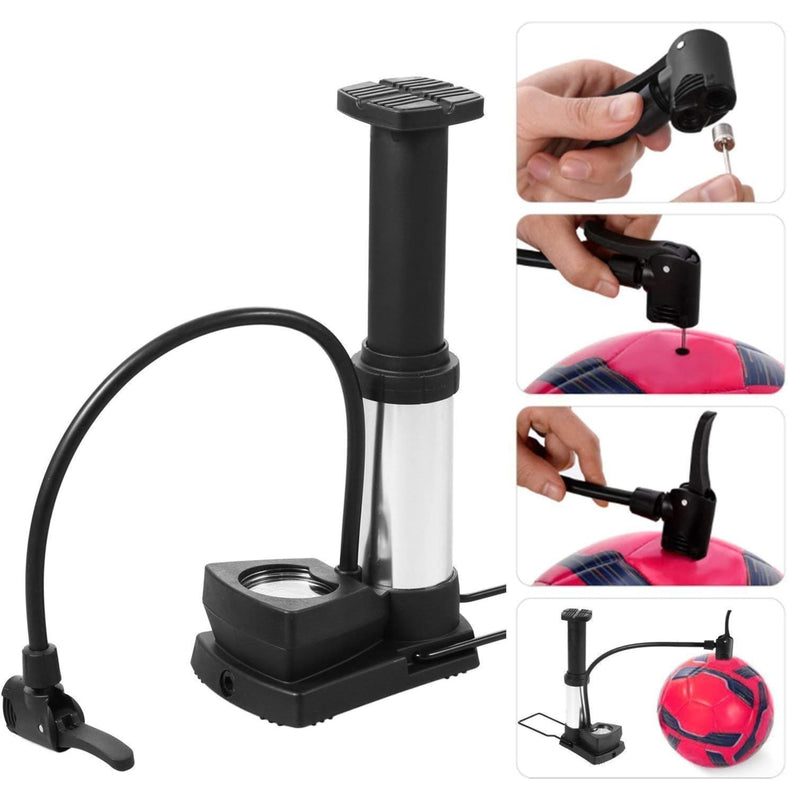 Bicycle Pump, Mini Portable Bicycle/Bike Foot Pump with Pressure Gauge,Bike Tire Air Pump with Gas Ball Needle for All