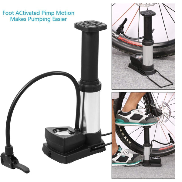 Bicycle Pump, Mini Portable Bicycle/Bike Foot Pump with Pressure Gauge,Bike Tire Air Pump with Gas Ball Needle for All