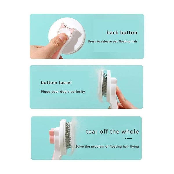 Pet Grooming Brush Tool Self Cleaning Comb Easy to Remove Loose Undercoat and Tangled Hair Comb | Ideal for Dogs and Puppies
