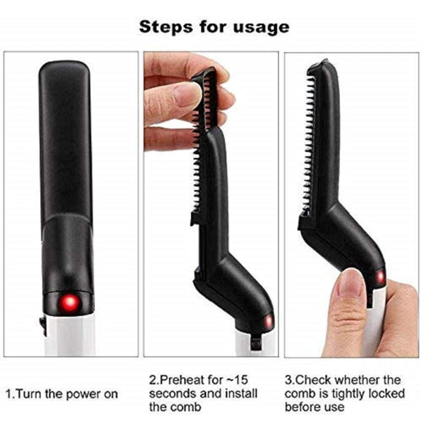 Modelling Hair Comb, Quick Beard Hair Styler, Electric Beard Straightener for Men, Multifunctional Hair Comb Curling Iron, Mens Efficient, Professional Quick Hair Styler