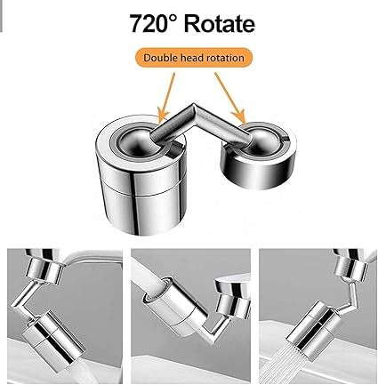 720-Degree Rotating Faucet Sprayer Free Aerator Head, Adjustable Spray Nozzle, Faucet Extender for Bathroom and Kitchen-Chrome