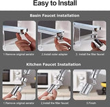 720-Degree Rotating Faucet Sprayer Free Aerator Head, Adjustable Spray Nozzle, Faucet Extender for Bathroom and Kitchen-Chrome