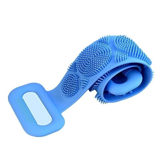 Silicone Body Back Scrubber, Double Side Bathing Brush for Skin Deep Cleaning Massage, Dead Skin Removal Exfoliating Belt for Shower, Body Brush for Bathing