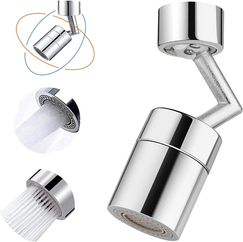 720-Degree Rotating Faucet Sprayer Free Aerator Head, Adjustable Spray Nozzle, Faucet Extender for Bathroom and Kitchen-Chrome